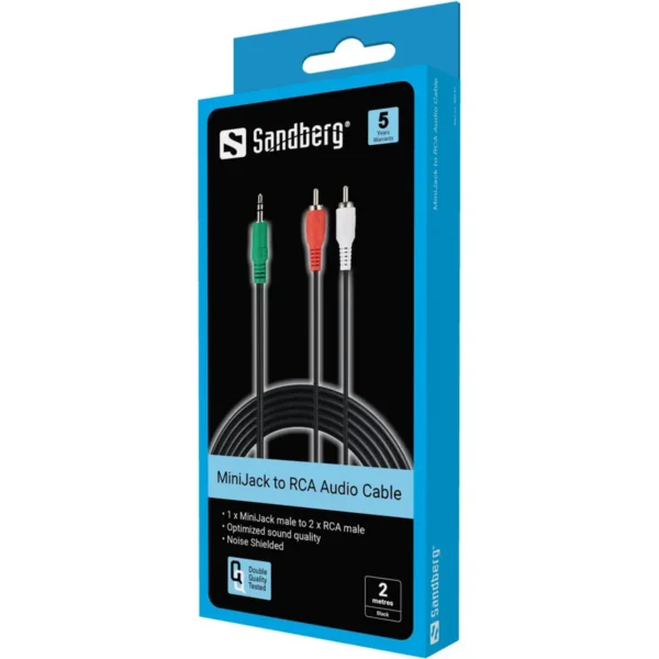 Sandberg MiniJack-M->2xRCA-M 2 m