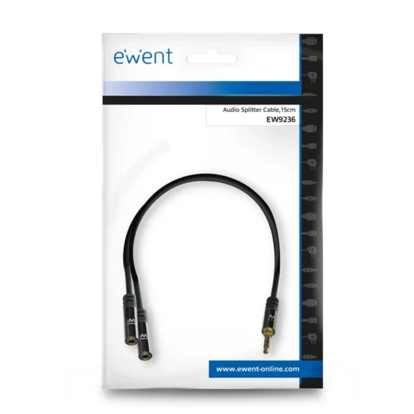 Ewent EW9236 audio cable 0.15 m 3.5mm 2 x 3.5mm Black