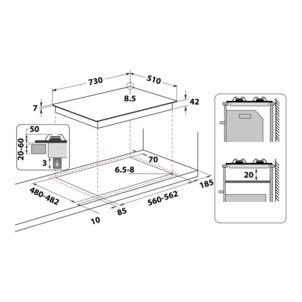 Whirlpool GMA 7521/IXL Stainless steel Built-in Gas 5 zone(s)