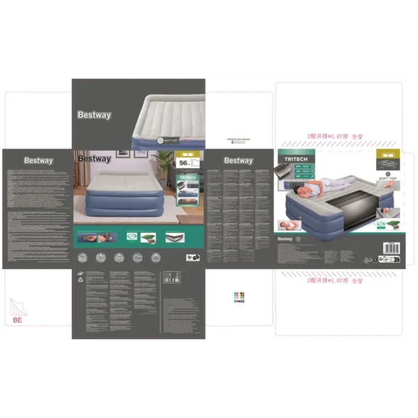 Bestway AlwayzAire Air Mattress Queen with Built-in Dual Pump and Antimicrobial Coating 2.03 m x 1.52 m x 46 cm