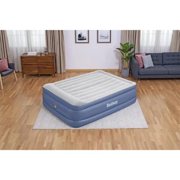 Bestway AlwayzAire Air Mattress Queen with Built-in Dual Pump and Antimicrobial Coating 2.03 m x 1.52 m x 46 cm
