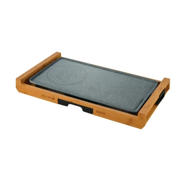 Sogo BAR-SS-1223 electric griddle Freestanding 2200 W Bamboo, Grey, Wood