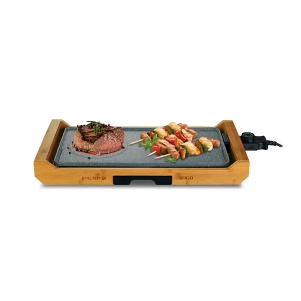 Sogo BAR-SS-1223 electric griddle Freestanding 2200 W Bamboo, Grey, Wood