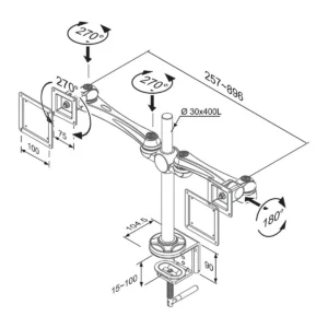 Neomounts FPMA-D920D monitor mount / stand 61 cm (24″) Desk Silver
