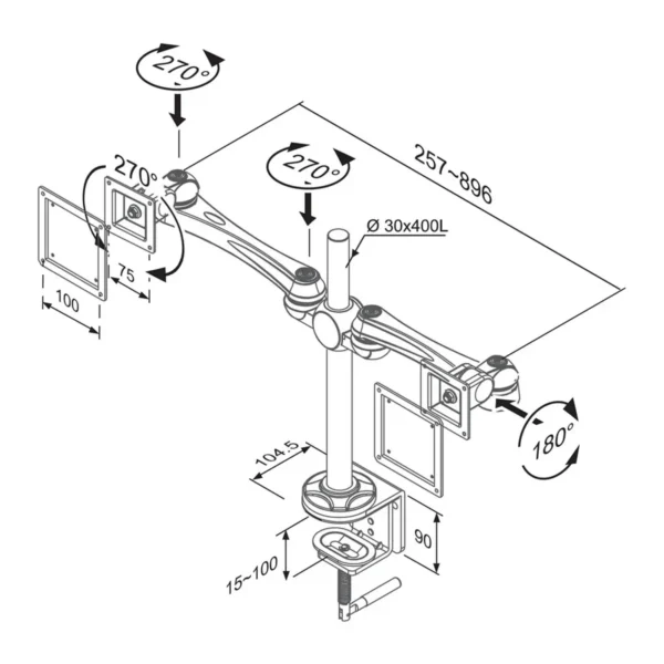 Neomounts FPMA-D920D monitor mount / stand 61 cm (24″) Desk Silver