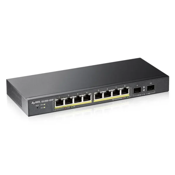 Zyxel GS1900-10HP network switch Managed L2 Gigabit Ethernet (10/100/1000) Power over Ethernet (PoE) Black