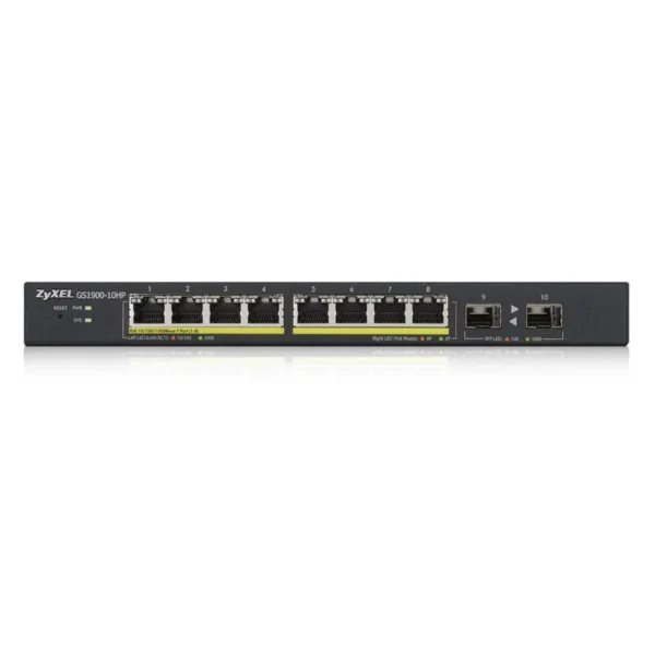 Zyxel GS1900-10HP network switch Managed L2 Gigabit Ethernet (10/100/1000) Power over Ethernet (PoE) Black