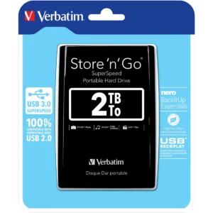 Verbatim Store ‘n’ Go USB 3.0 Portable Hard Drive 2TB Black