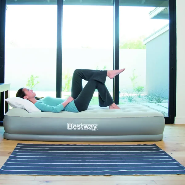 Bestway Flocked Restaira Premium Airbed – Single – 1.91m x 97cm x 38cm