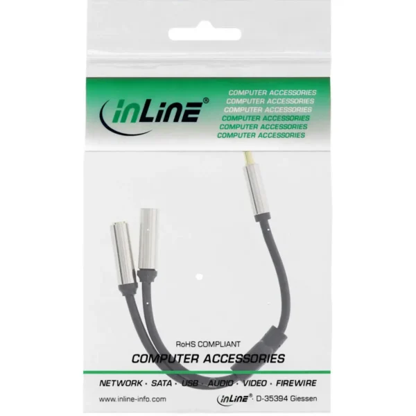 InLine 99250I audio cable 0.15 m 3.5mm 2 x 3.5mm Black, Metallic