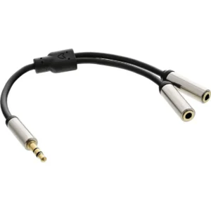 InLine 99250I audio cable 0.15 m 3.5mm 2 x 3.5mm Black, Metallic
