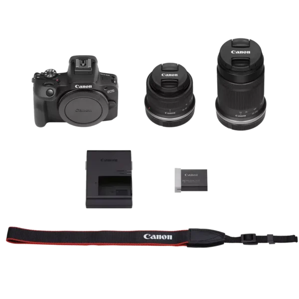 Canon EOS R100 RF-S18-45mm F4.5-6.3 IS STM & RF-S55-210mm F5-7.1 IS STM Lens Kit