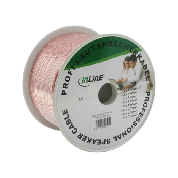 InLine Speaker Cable 2x 0.75mm² CCA transparent 100m