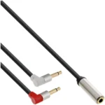 InLine Slim Audio airplane-seat cable 2x 3.5mm M to 1x F, 1m
