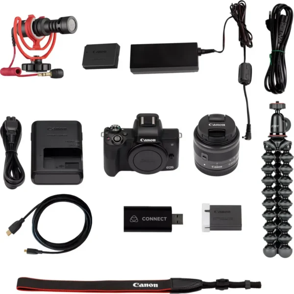 Canon EOS M50 Mark II + EF-M 15-45mm IS STM + Live Streaming Kit MILC 24.1 MP CMOS 6000 x 4000 pixels Black