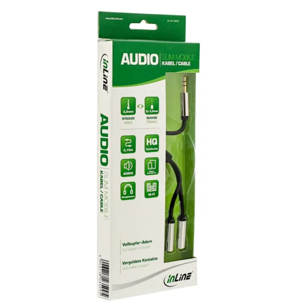 InLine Slim Audio Y-Cable 3.5mm male / 2x female 2m