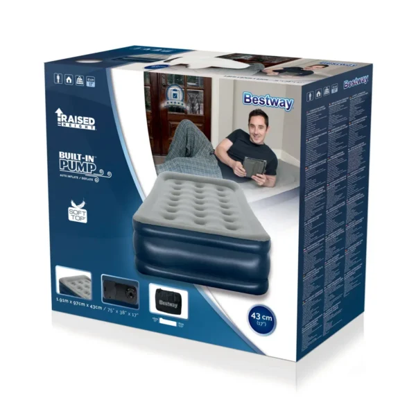 Bestway 75″ x 38″ x 17″/1.91m x 97cm x 43cm Cornerstone Airbed (Twin) with Built-in AC pump