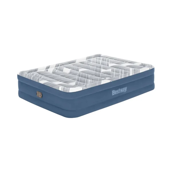 Bestway Tritech Fashion Flock Air Mattress Queen with Built-in AC Pump and Antimicrobial Coating 2.03 m x 1.52 m x 46 cm
