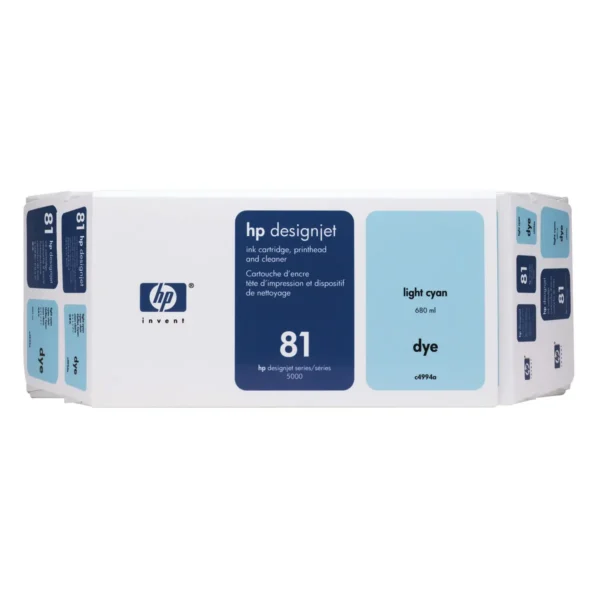 HP 81 Value Pack 680-ml Light Cyan DesignJet Dye Ink Cartridge and Printhead print head