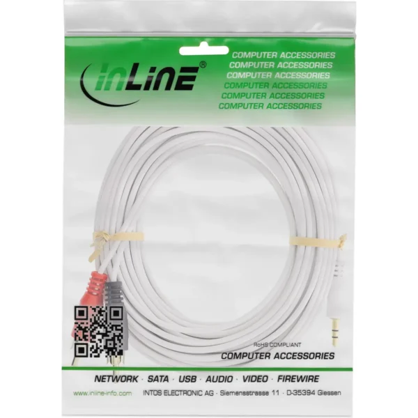 InLine Audio Cable 2x RCA male to 3.5mm male Stereo white/gold 2m