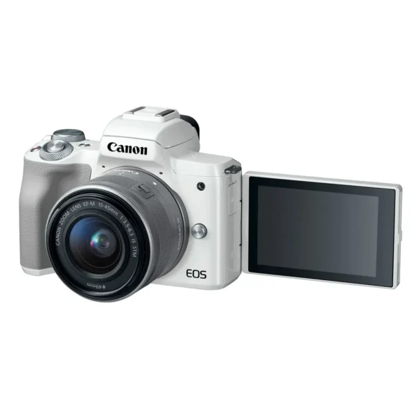 Canon EOS M50 + EF-M 15-45mm f/3.5-6.3 IS STM + EF-M 55-200mm f/4.5-6.3 IS STM SLR Camera Kit 24.1 MP CMOS 6000 x 4000 pixels White
