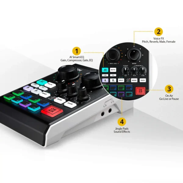 ATEN Podcast AI Audio Mixer | MicLIVE 6-CH