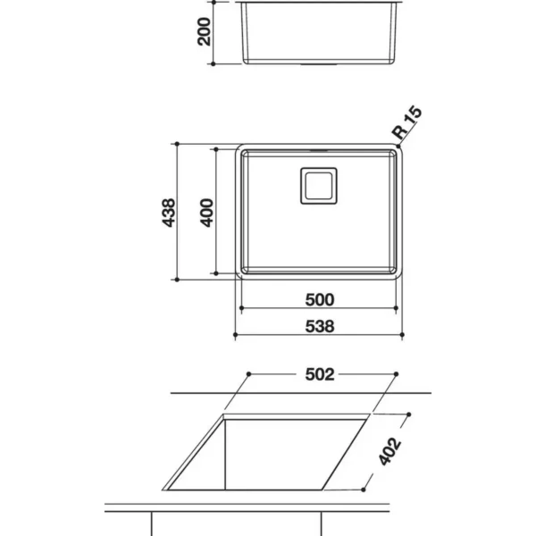 Whirlpool FSU 5040 IX Undermount sink Rectangular Stainless steel