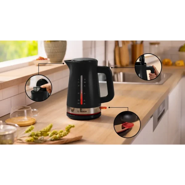 Bosch TWK4M223GB electric kettle 1.7 L 3000 W Black, Grey, Red