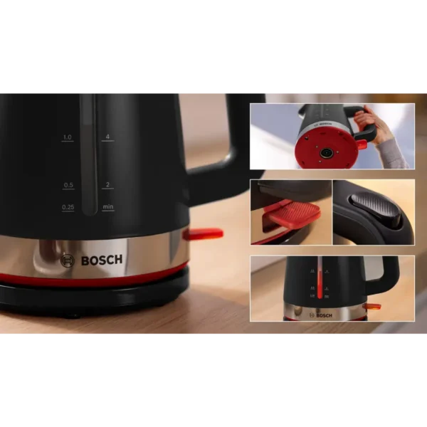 Bosch TWK4M223GB electric kettle 1.7 L 3000 W Black, Grey, Red