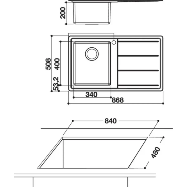Whirlpool AM 8651 IXL/LH Top-mounted sink Rectangular Stainless steel
