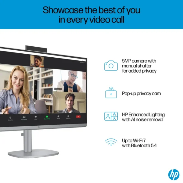 HP OmniStudio X 27-cs0002na Intel Core Ultra 5 125H 68.6 cm (27″) 3840 x 2160 pixels All-in-One PC 16 GB DDR5-SDRAM 1 TB SSD Windows 11 Home Wi-Fi 7 (802.11be) AI PC Silver