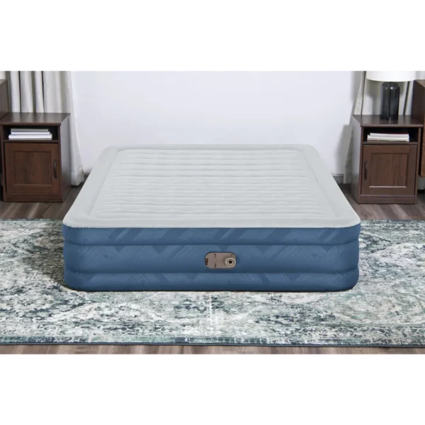 Bestway Fortech Snugable Top Air Mattress Queen with Built-in AC Pump and Antimicrobial Coating 2.03 m x 1.52 m x 36 cm