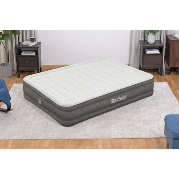Bestway Fortech Air Mattress Queen with Built-in AC Pump and Antimicrobial Coating 2.03 m x 1.52 m x 36 cm