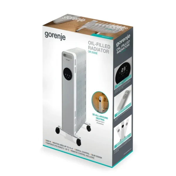 Gorenje OR2000E electric space heater Indoor White 2000 W Oil electric space heater