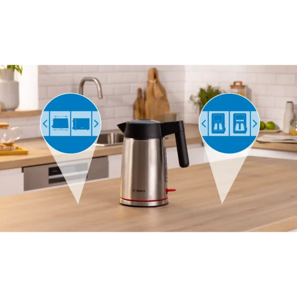 Bosch TWK6M480 electric kettle 1.7 L 2400 W Black, Stainless steel