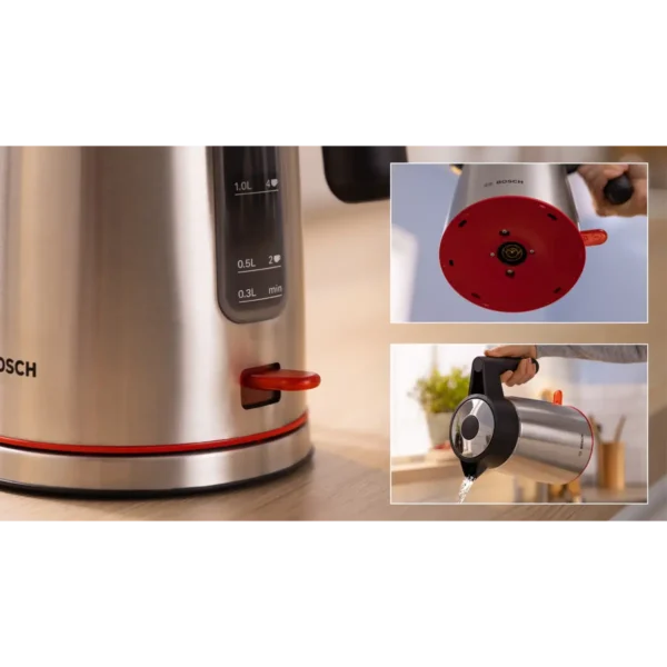 Bosch TWK6M480 electric kettle 1.7 L 2400 W Black, Stainless steel