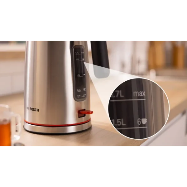 Bosch TWK6M480 electric kettle 1.7 L 2400 W Black, Stainless steel