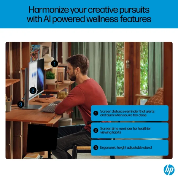HP OmniStudio X 27-cs0003na Intel Core Ultra 7 155H 68.6 cm (27″) 3840 x 2160 pixels All-in-One PC 32 GB DDR5-SDRAM 1 TB SSD Windows 11 Home Wi-Fi 7 (802.11be) AI PC Silver
