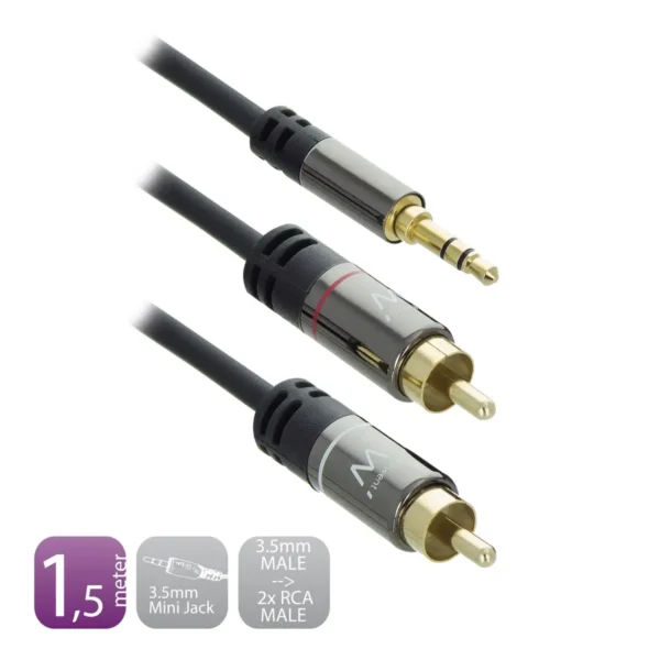 Ewent EW9237 audio cable 1.5 m 3.5mm 2 x RCA Black