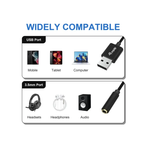 Equip 147945 audio cable 0.15 m 3.5mm USB Type-A Black