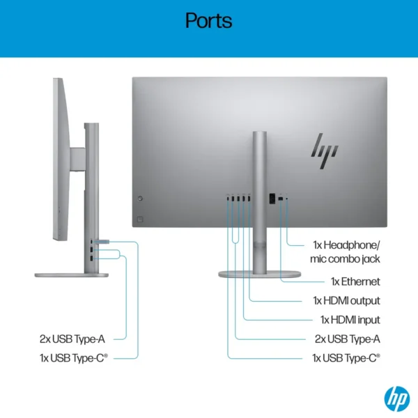 HP OmniStudio X 32-c0001na Intel Core Ultra 7 155H 80 cm (31.5″) 3840 x 2160 pixels All-in-One PC 32 GB DDR5-SDRAM 2 TB SSD Windows 11 Home Wi-Fi 7 (802.11be) AI PC Silver
