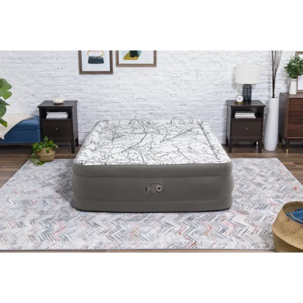 Bestway Tritech Cushify Top Air Mattress Queen with Built-in AC Pump and Antimicrobial Coating 2.03 m x 1.52 m x 46 cm