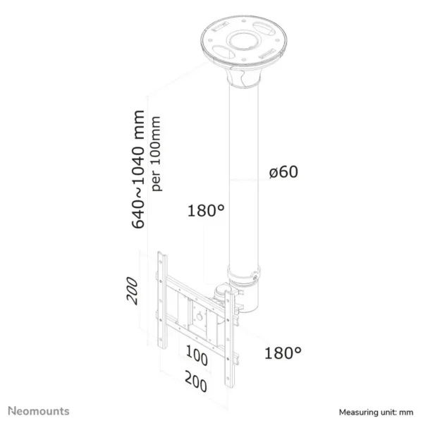 Neomounts FPMA-C200 Monitor/TV mount ceiling 10-40″ – h 64-104 cm