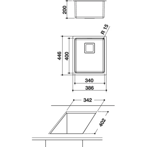 Whirlpool FSU 3440 IX Undermount sink Rectangular Stainless steel