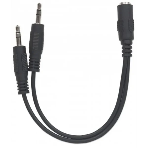 Manhattan 354578 audio cable 0.2 m 3.5mm 2 x 3.5mm Black