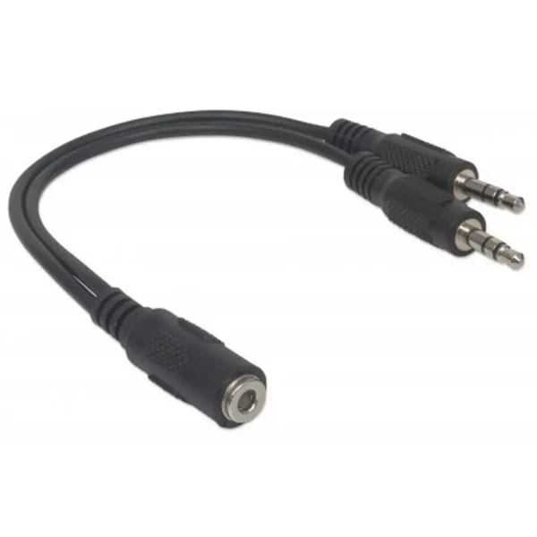 Manhattan 354578 audio cable 0.2 m 3.5mm 2 x 3.5mm Black