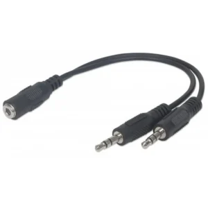 Manhattan 354578 audio cable 0.2 m 3.5mm 2 x 3.5mm Black
