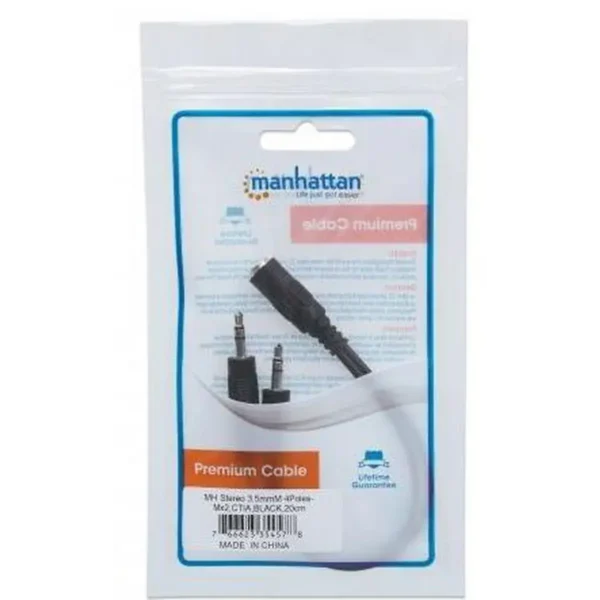 Manhattan 354578 audio cable 0.2 m 3.5mm 2 x 3.5mm Black