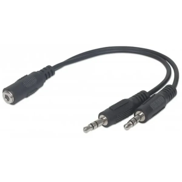 Manhattan 354578 audio cable 0.2 m 3.5mm 2 x 3.5mm Black