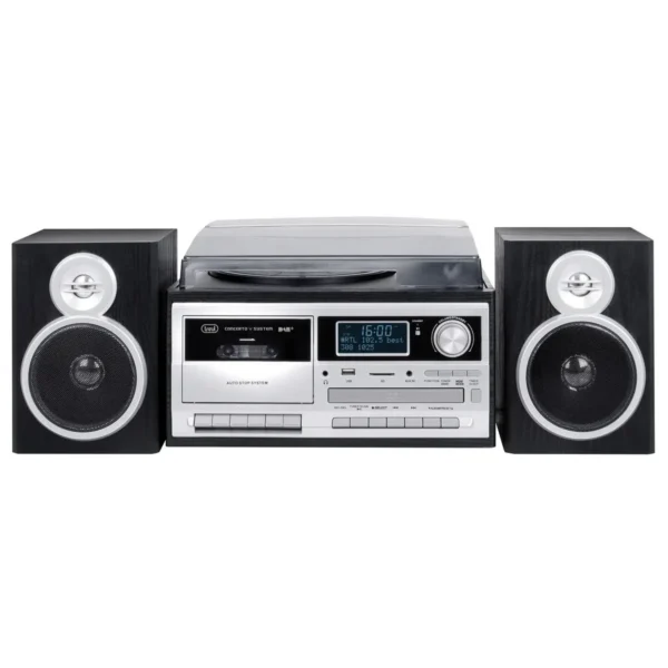 Trevi DAB+ STEREO TURNTABLE 25W WIRELESS USB SD AUX-IN CASSETTE ENCODING TT 1072 DAB BLACK